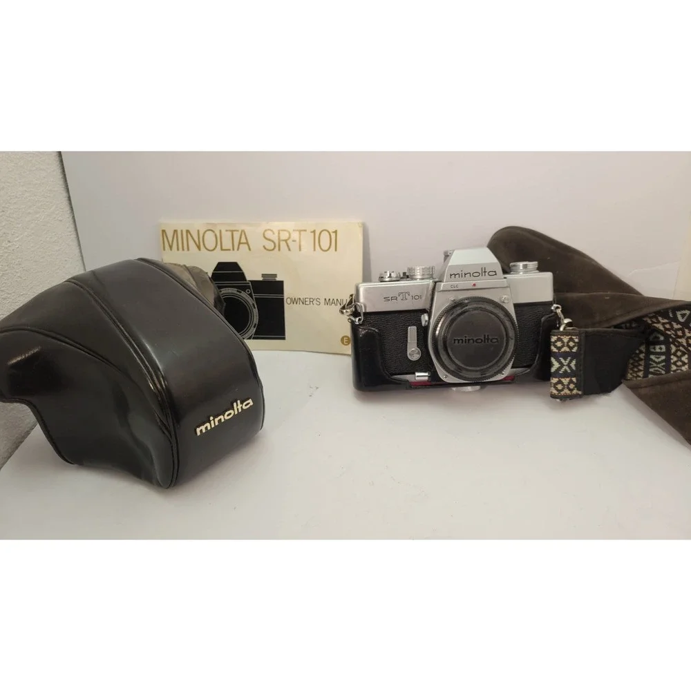 Vintage Minolta SR-T 101 35mm SLR Film Camera Body with Case, Strap & Manual